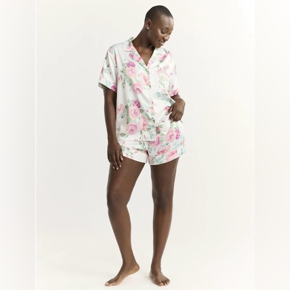 Joyspun Satin Floral Shortie Pajama Set - Picture 3 of 4